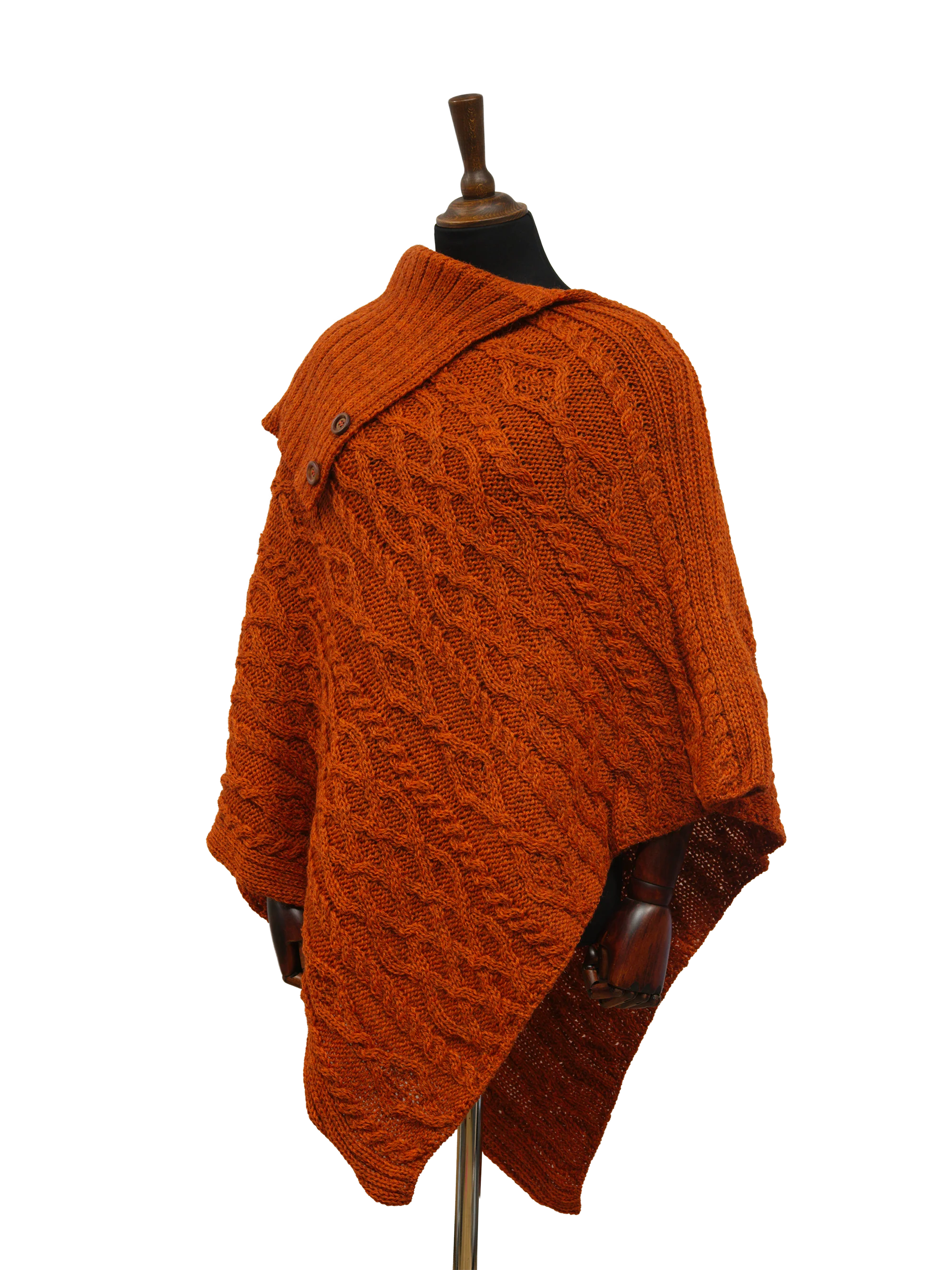 Long Neck Poncho - Burnt Orange - Image 2