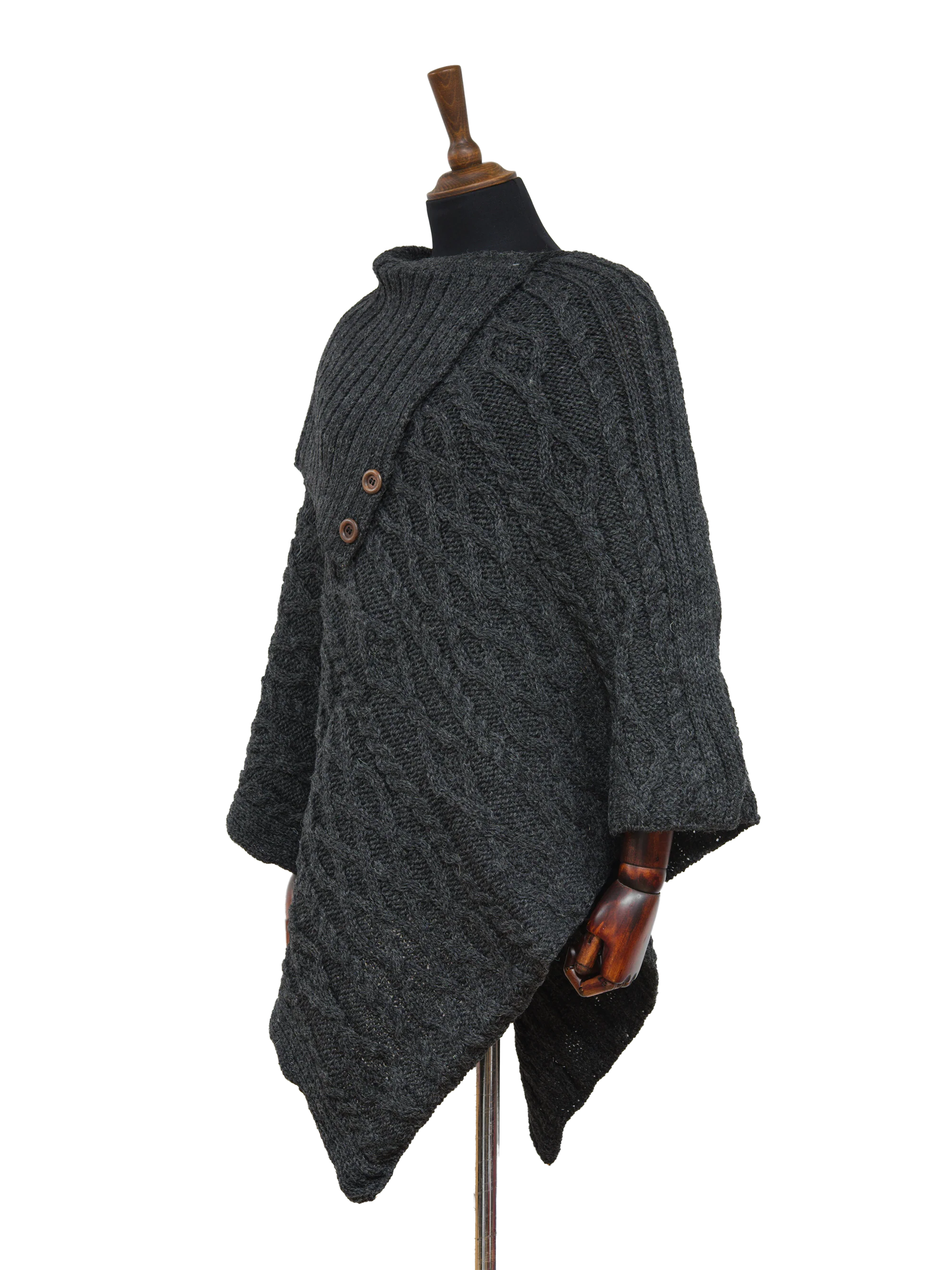 Long Neck Poncho - Charcoal - Image 2
