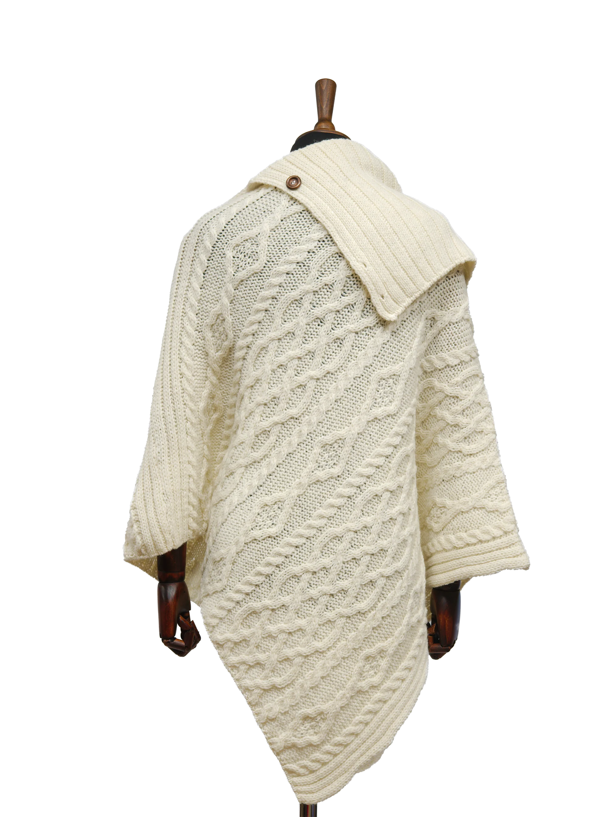 Long Neck Poncho - Ecru - Image 3