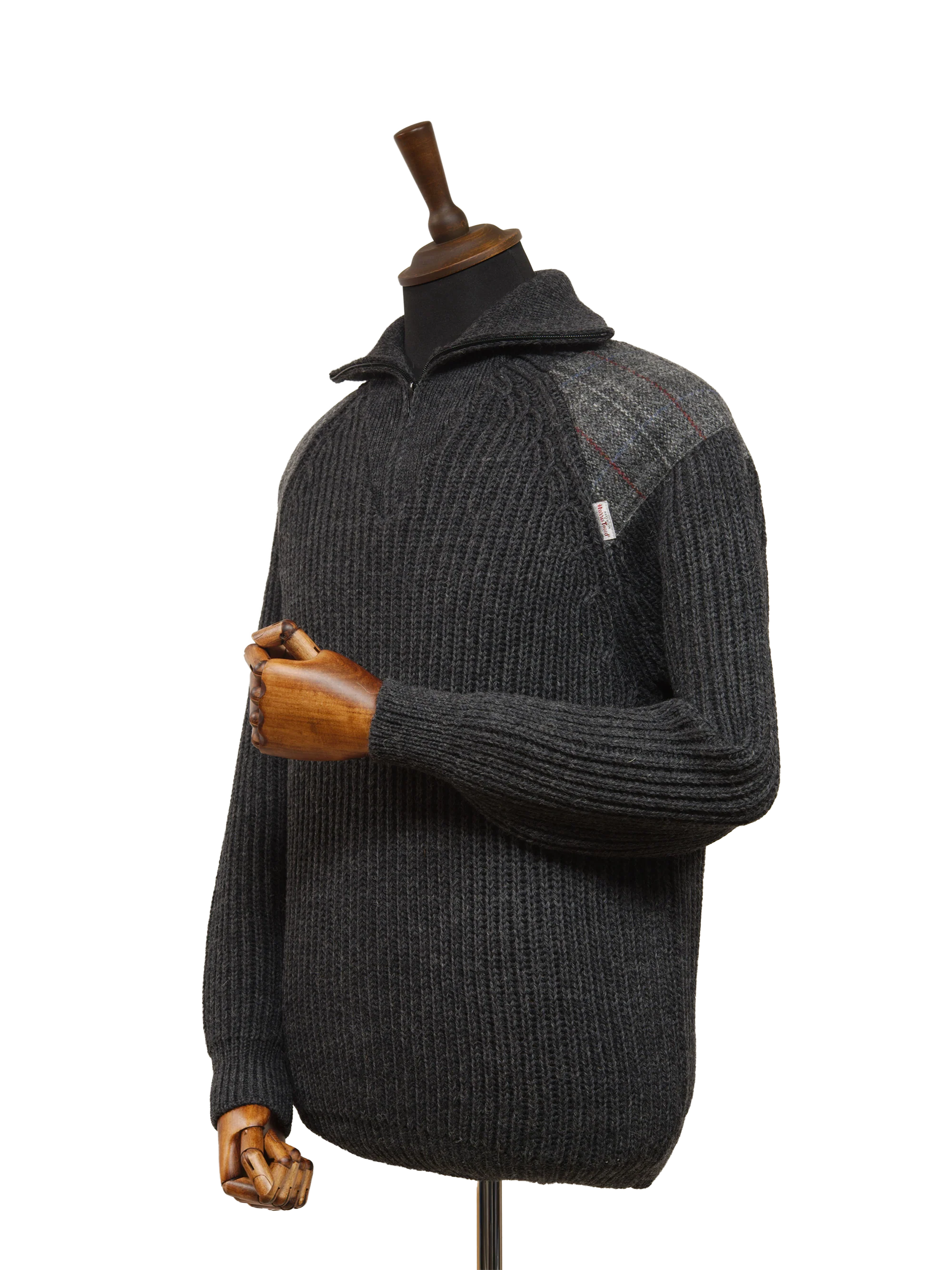 Mens Crofter 1/4 Zip Jumper - Charcoal - Image 2