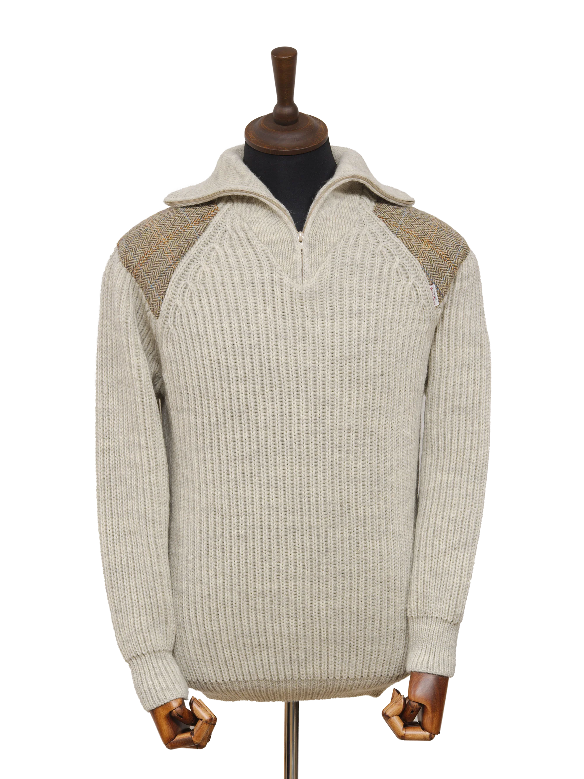 Mens Crofter 1/4 Zip Jumper - Light Grey