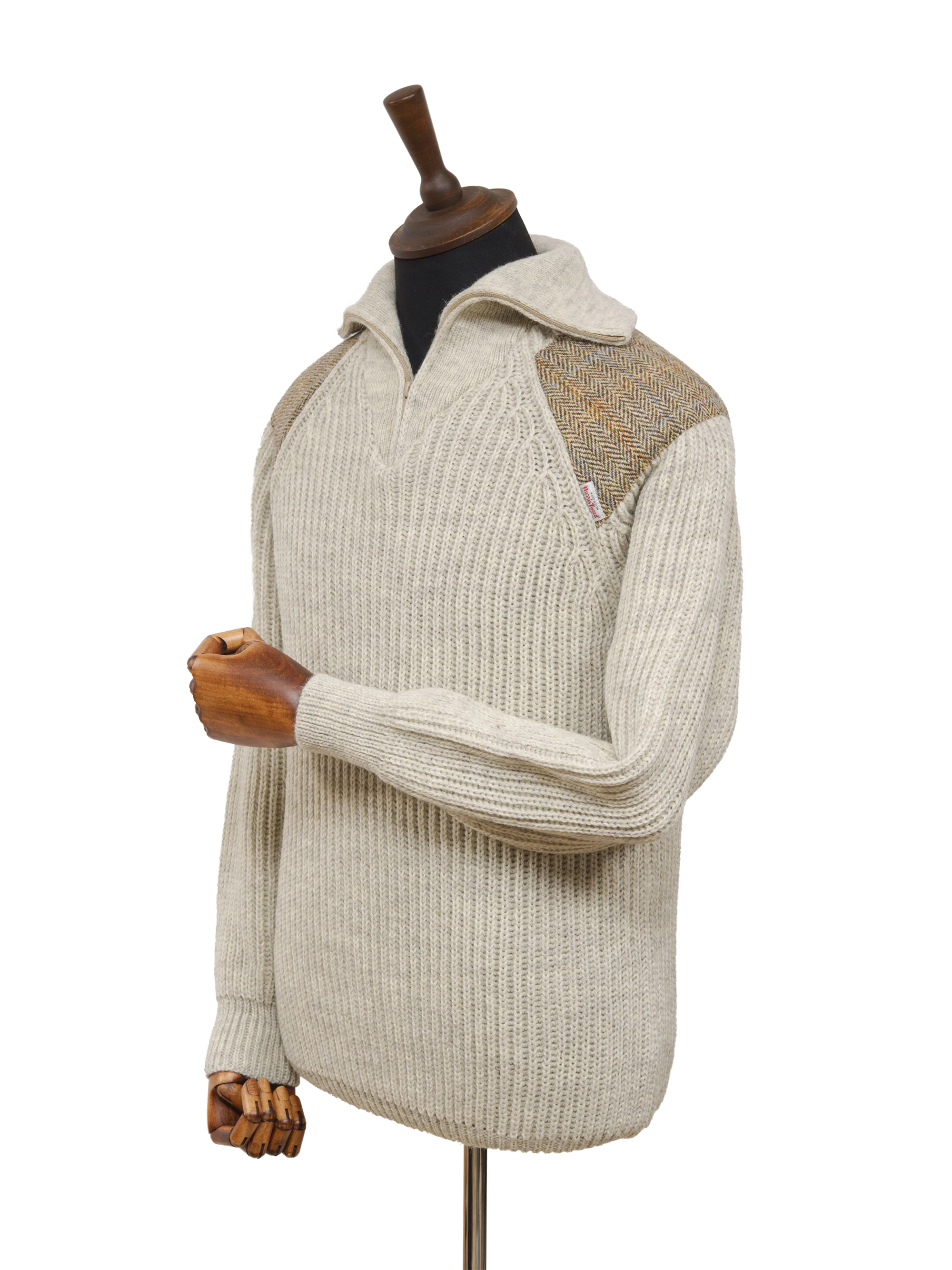 Mens Crofter 1/4 Zip Jumper - Light Grey - Image 2