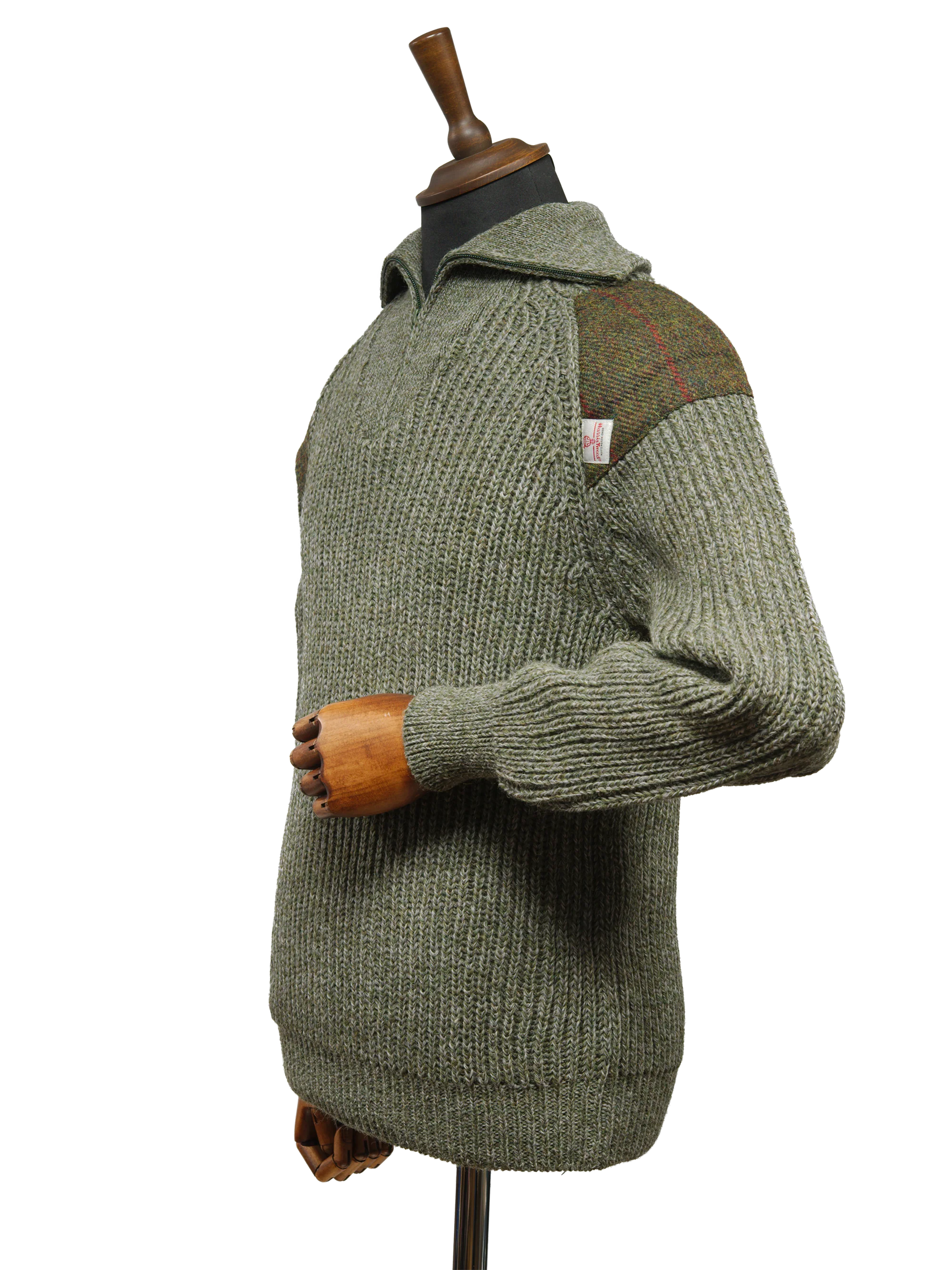 Mens Crofter 1/4 Zip Jumper - Sage Green - Image 2
