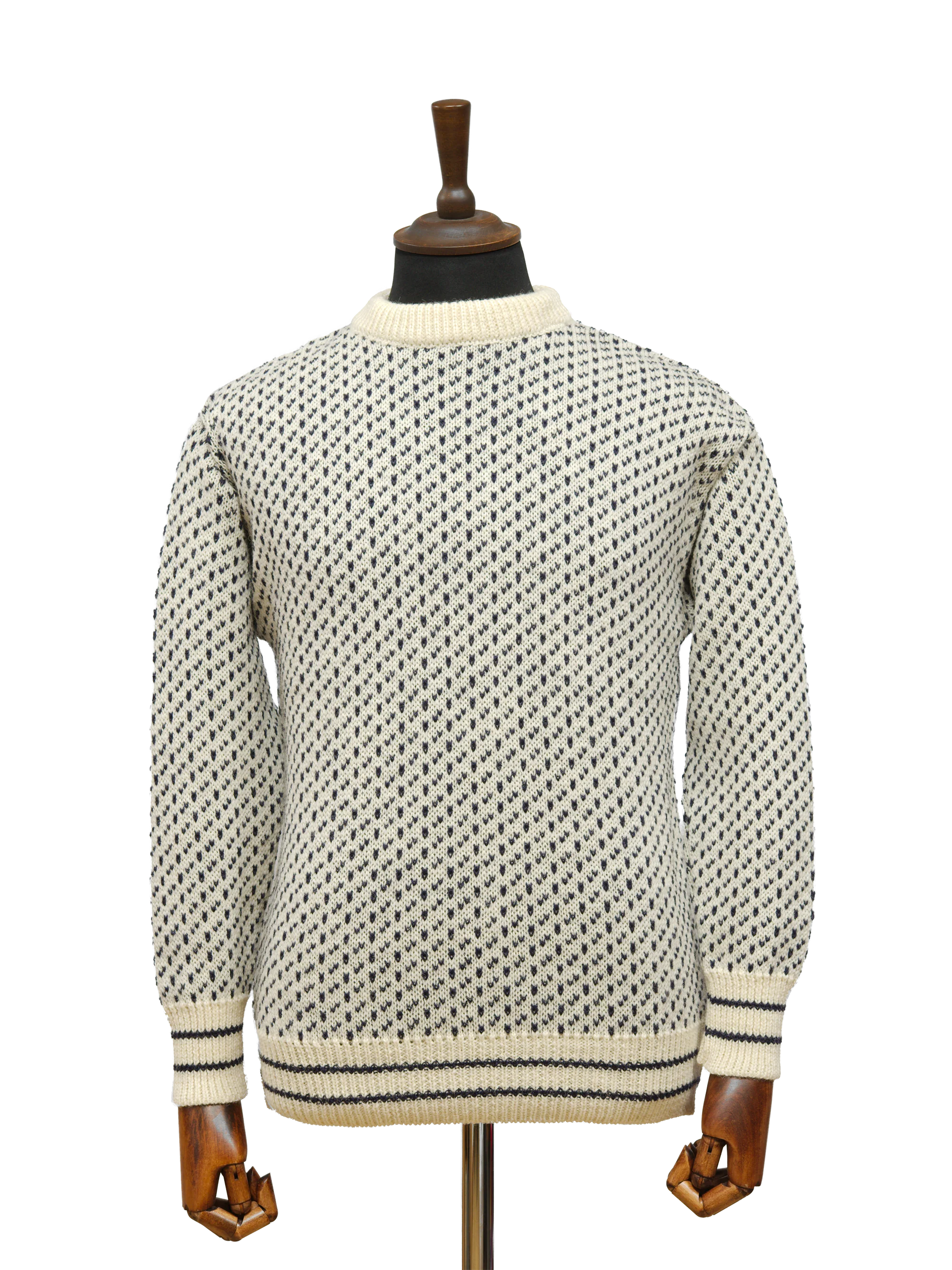 Nordic Crew Neck Jumper - Ecru & Navy