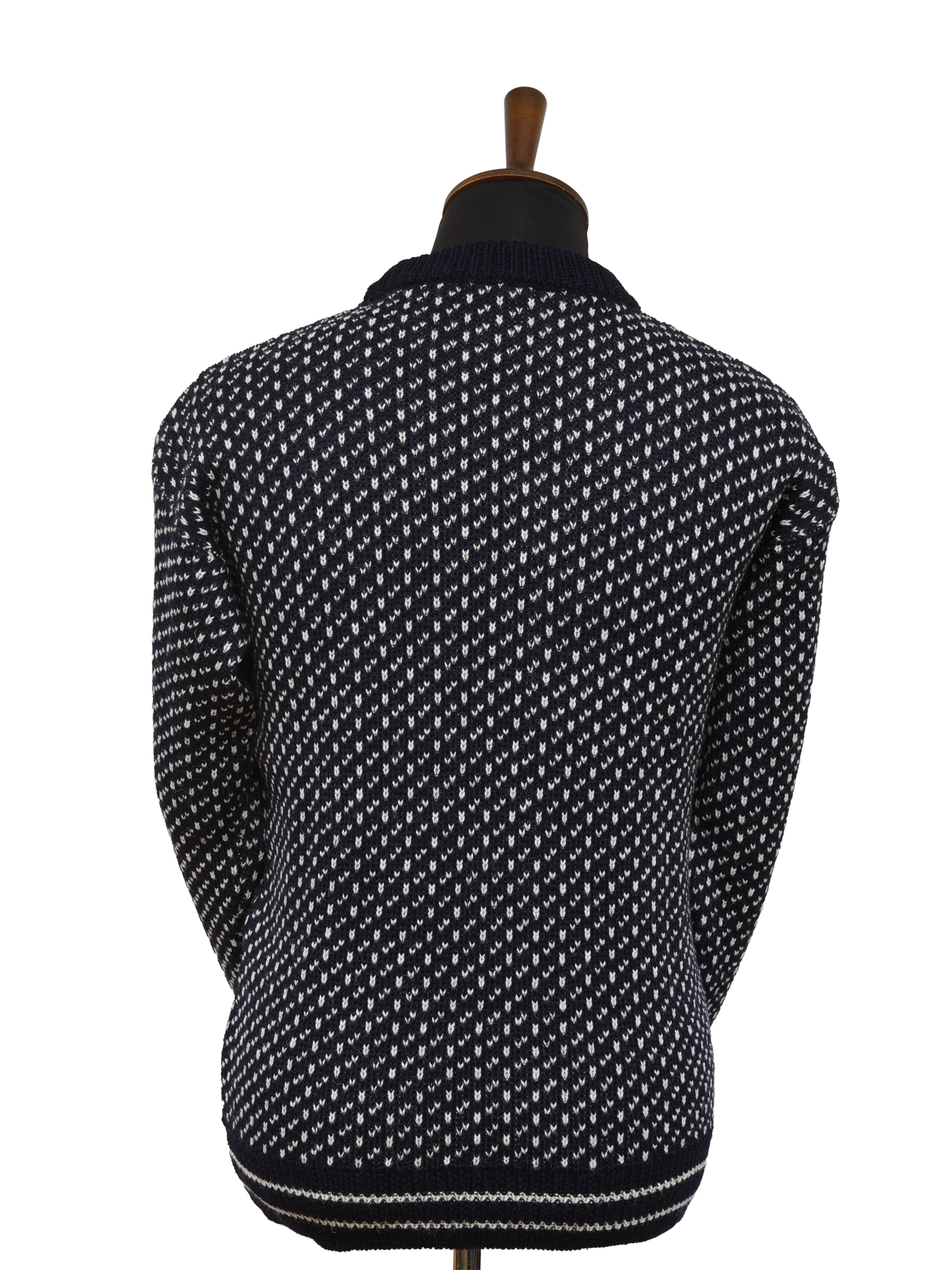Nordic Crew Neck Jumper - Navy & White - Image 3