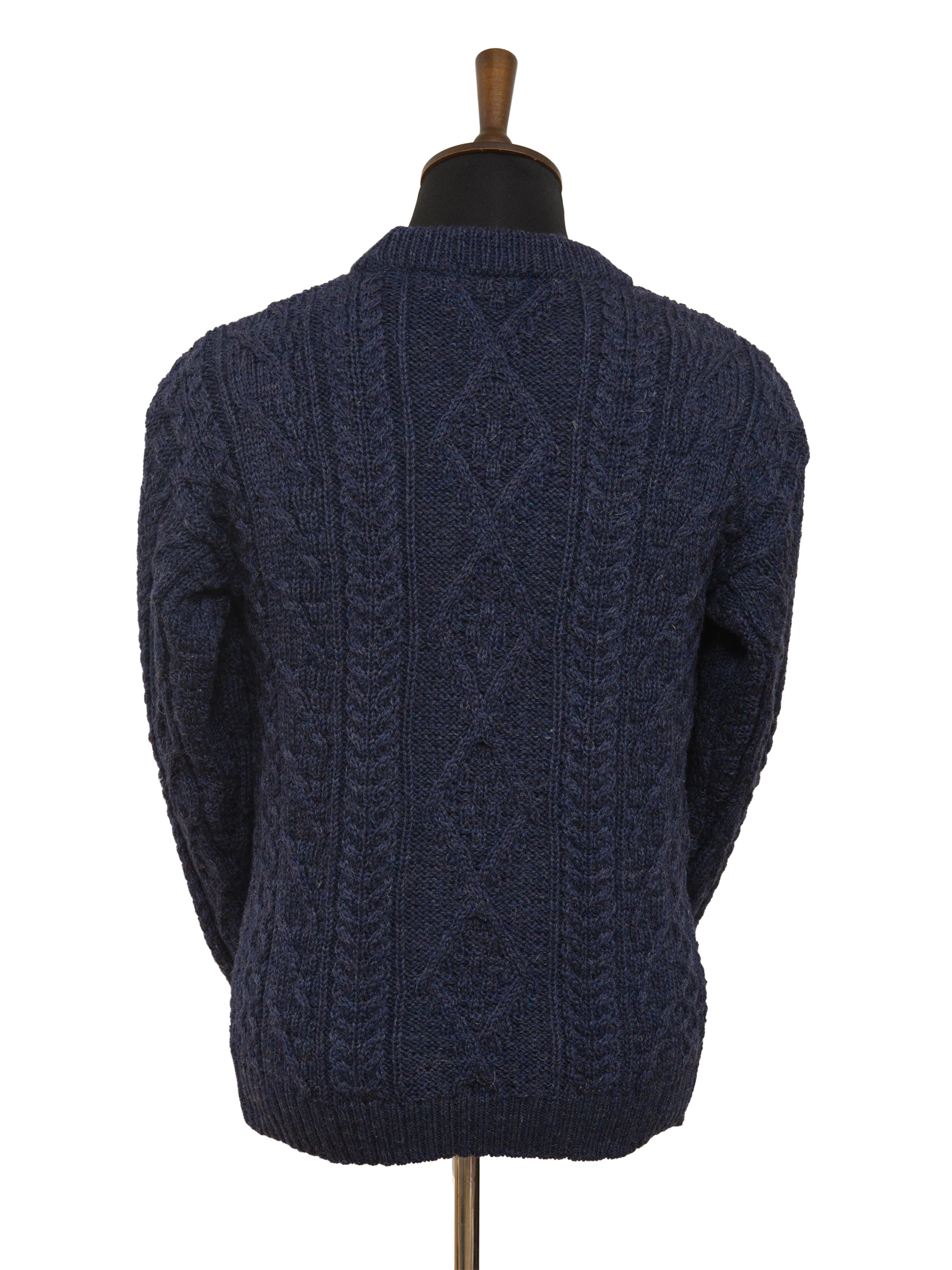 Unisex Aran Crew Neck Jumper - Denim - Image 3