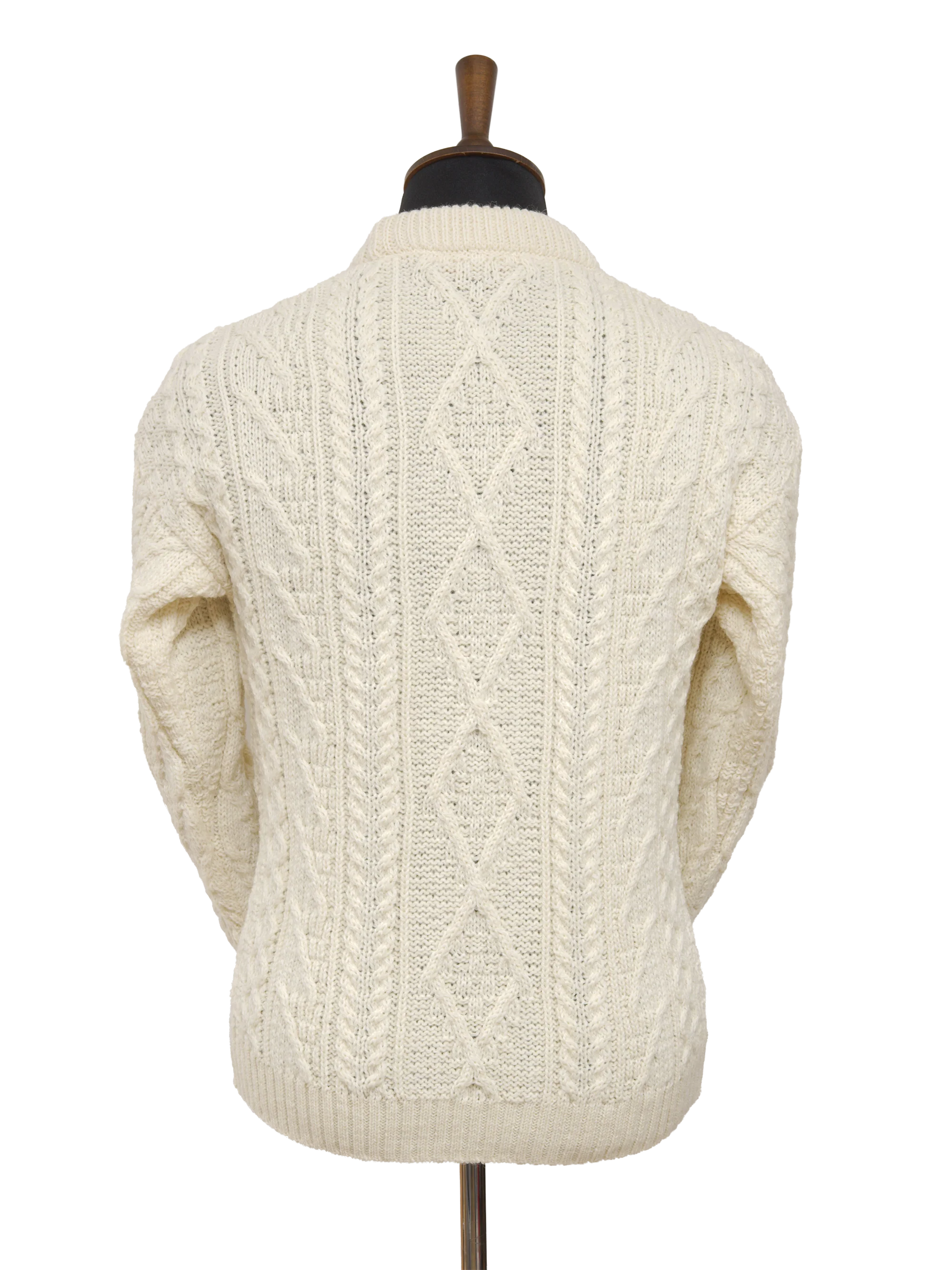 Unisex Aran Crew Neck Jumper - Ecru Cream - Image 3