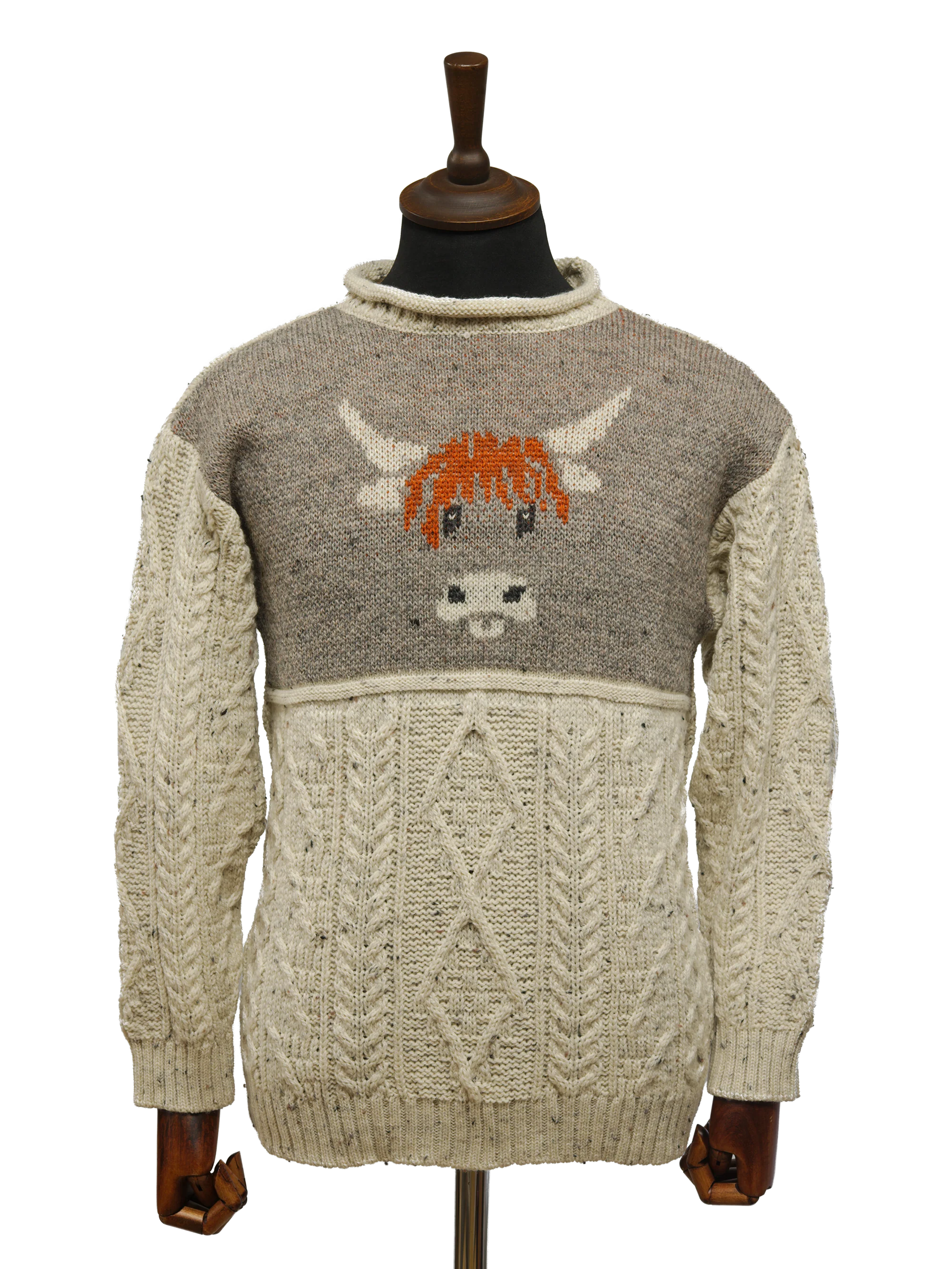 Unisex Aran Highland Cow Jumper - Speckle