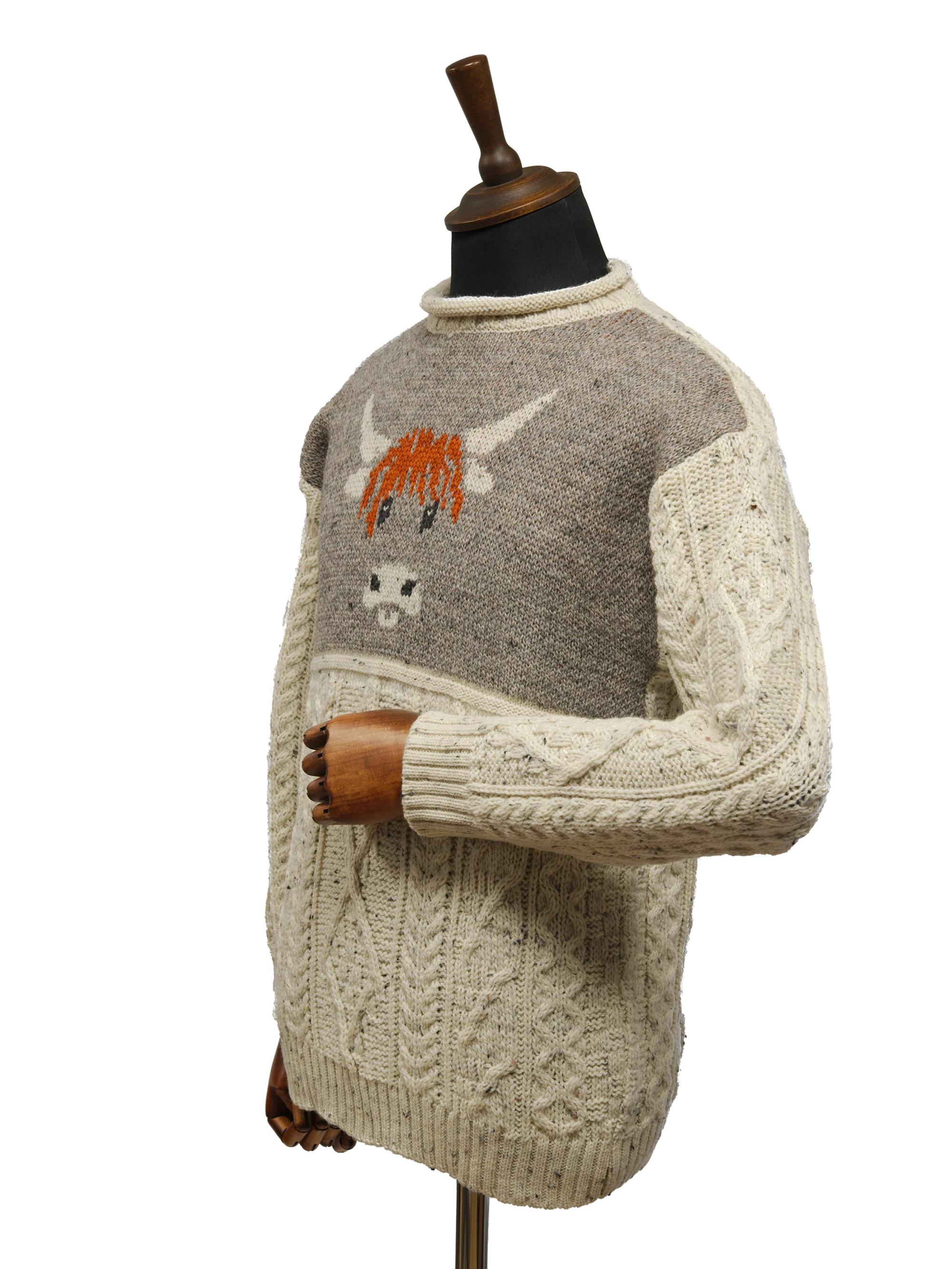Unisex Aran Highland Cow Jumper - Speckle - Image 2
