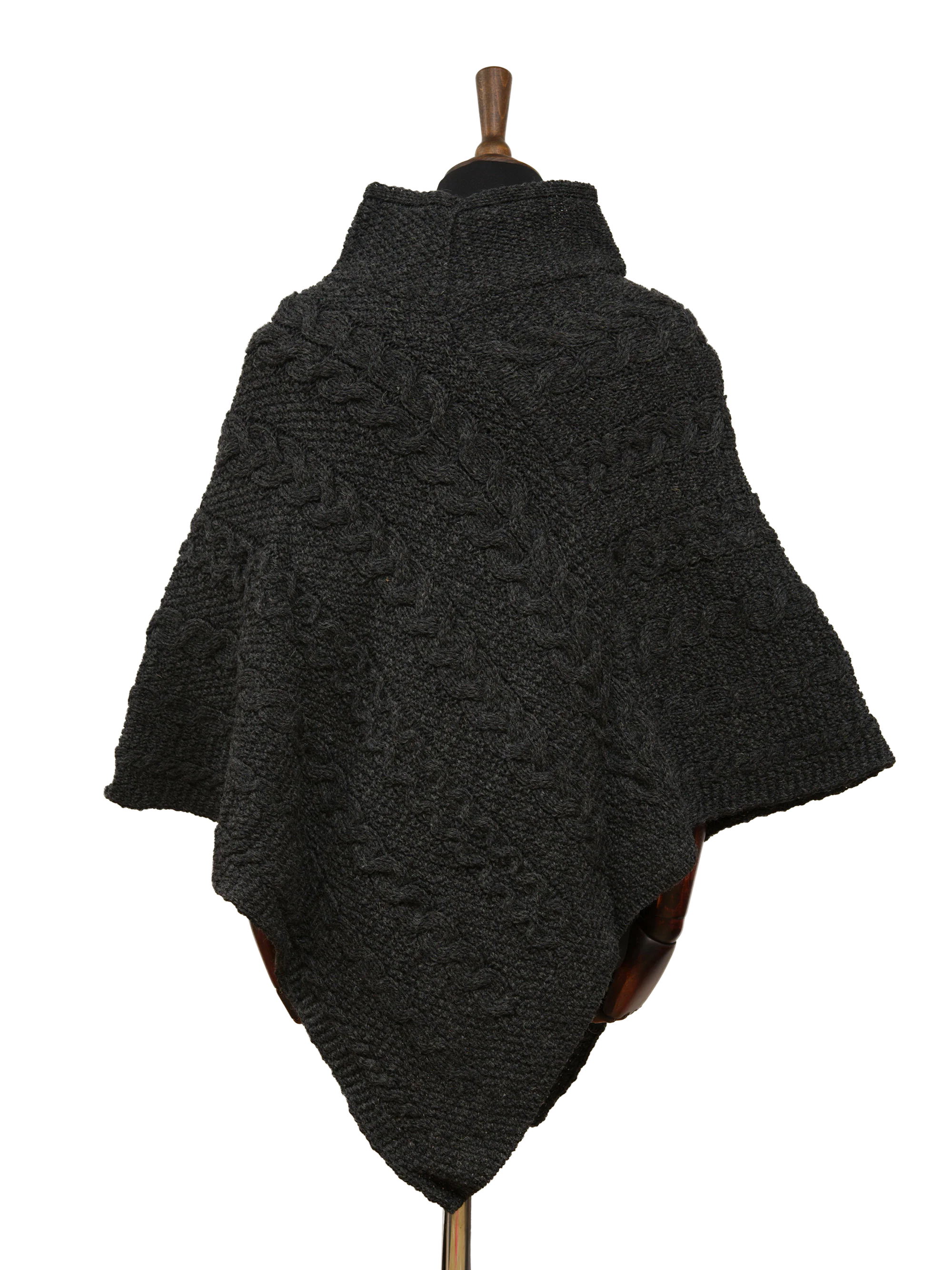 V-Neck Poncho - Charcoal - Image 4