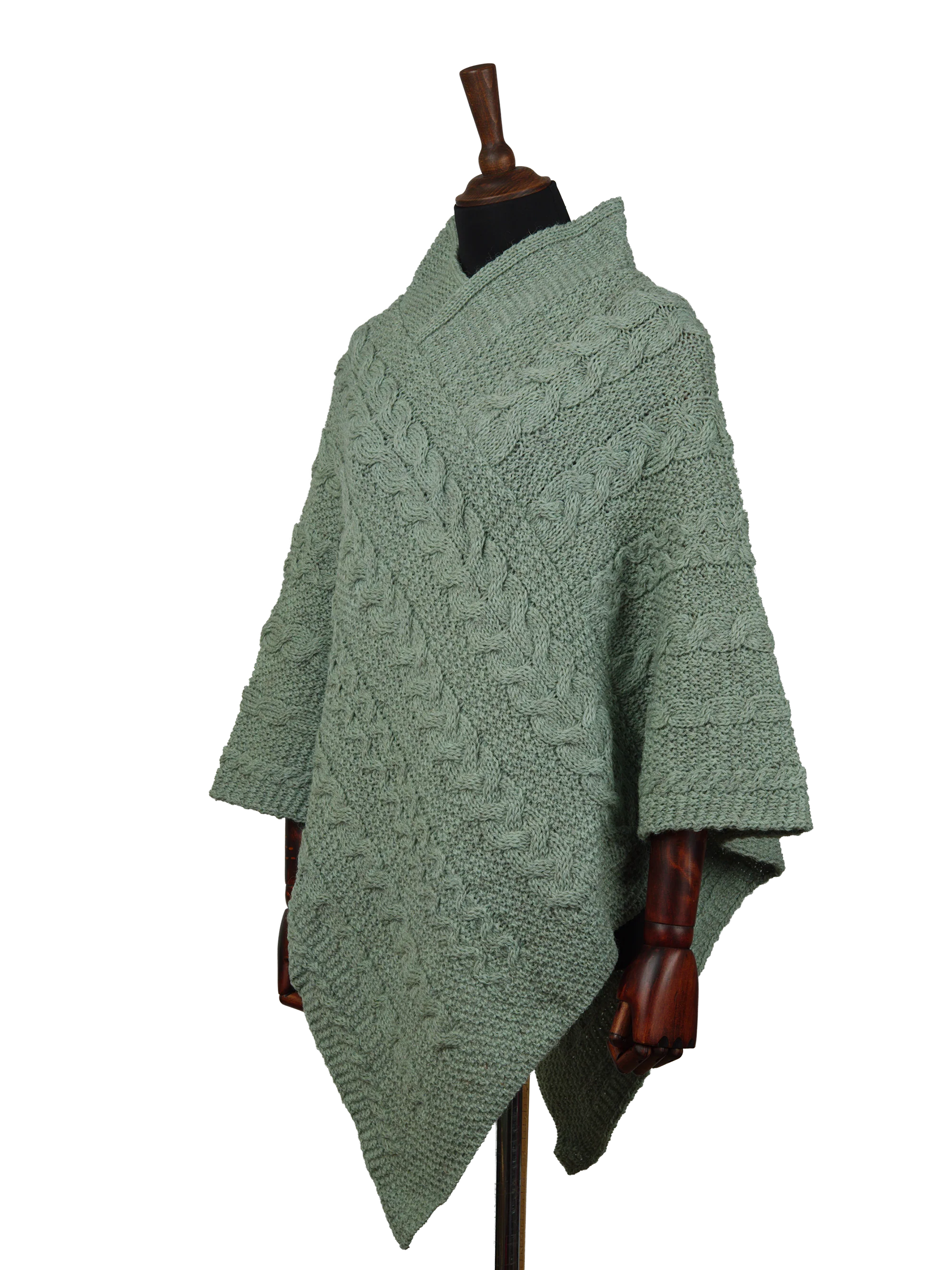 V-Neck Poncho - Sage - Image 2